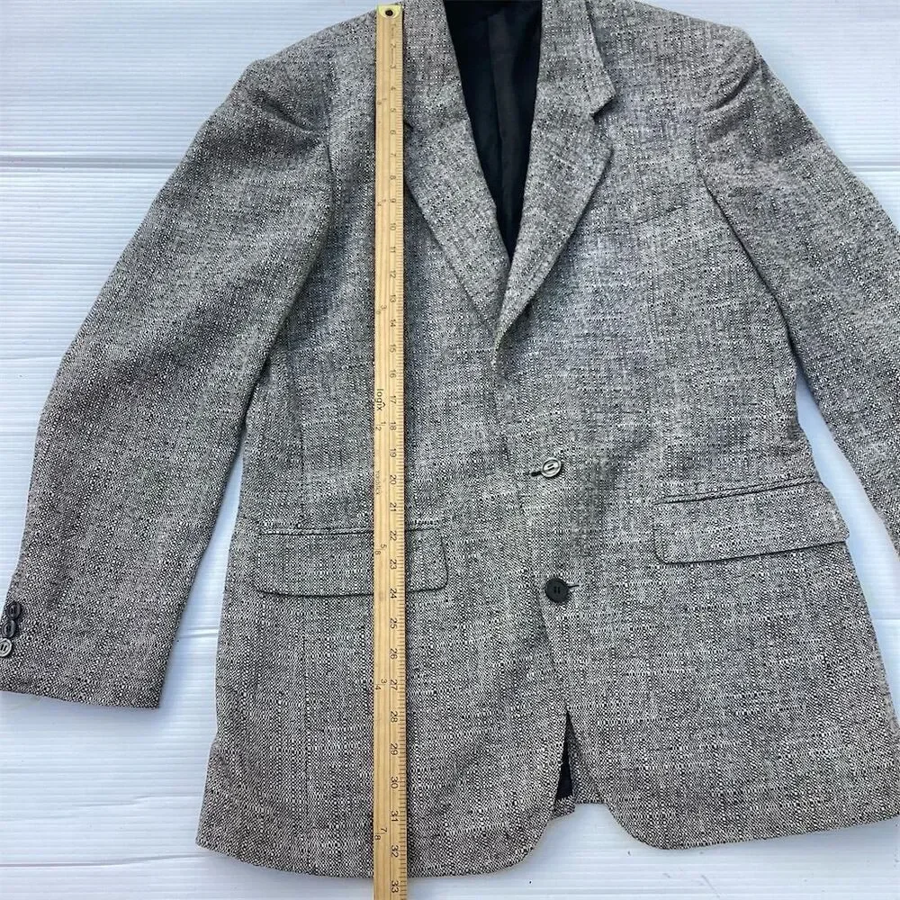 Vintage Hill & Archer Men's Gray Wool Tweed Blazer Size 42 L‎ Herringbone